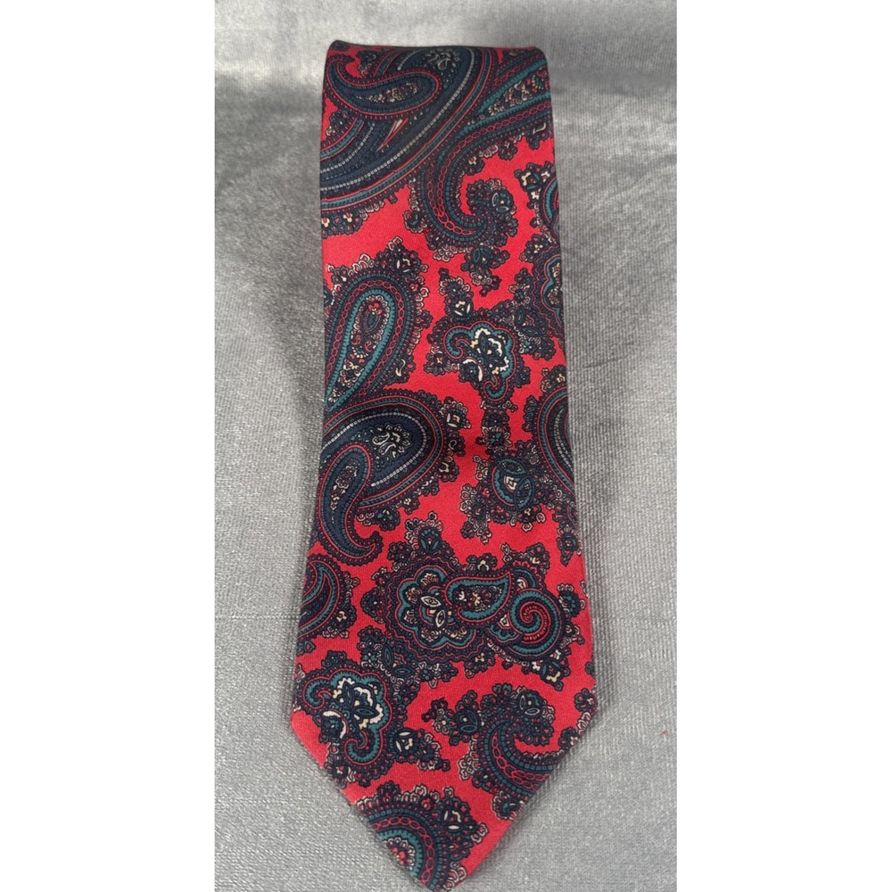 Vintage Hand Sewn‎ Robert Talbott Wilmington Country Store Silk Tie Red Paisley
